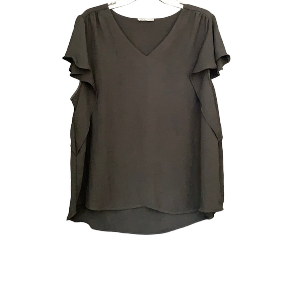 Dex Black Pullover Sleeveless Ruffled Top